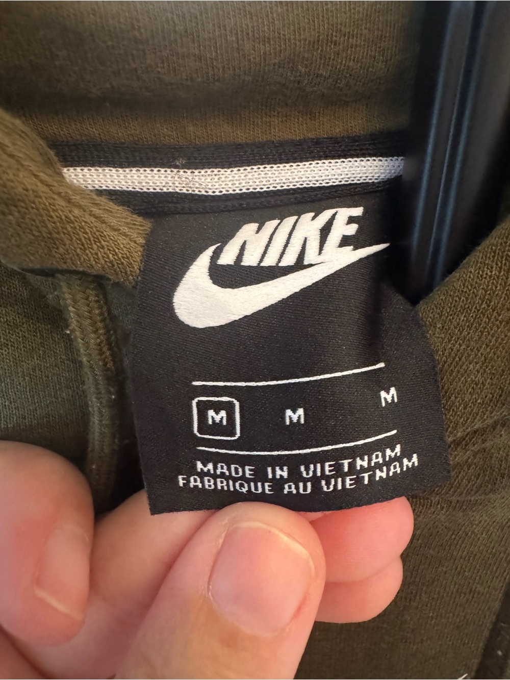 Nike Olive Green Pullover Hoodie with White Logo - Picture 4 of 4